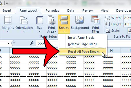 can insert page break excel for mac